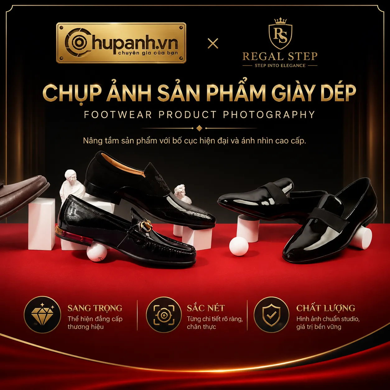 chụp ảnh sản phẩm giày dép Regal Step