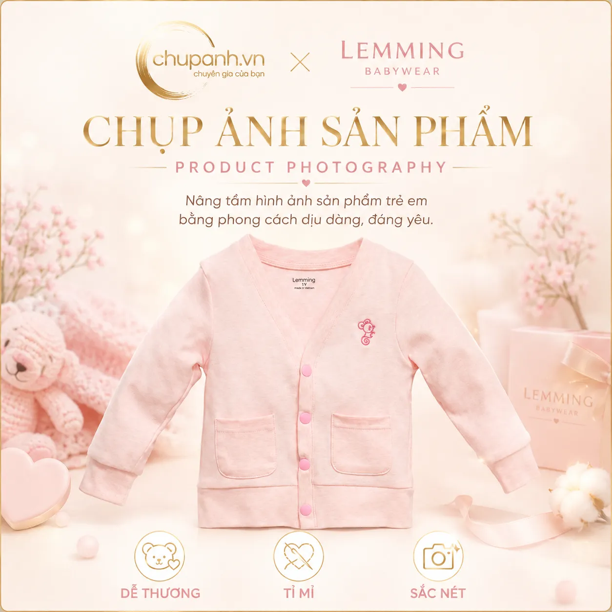 chụp ảnh sản phẩm Lemming Babywear
